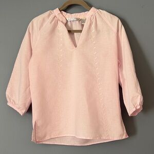 Saint Tropez West Light Pink Blouse Size Small 100% Linen NWOT